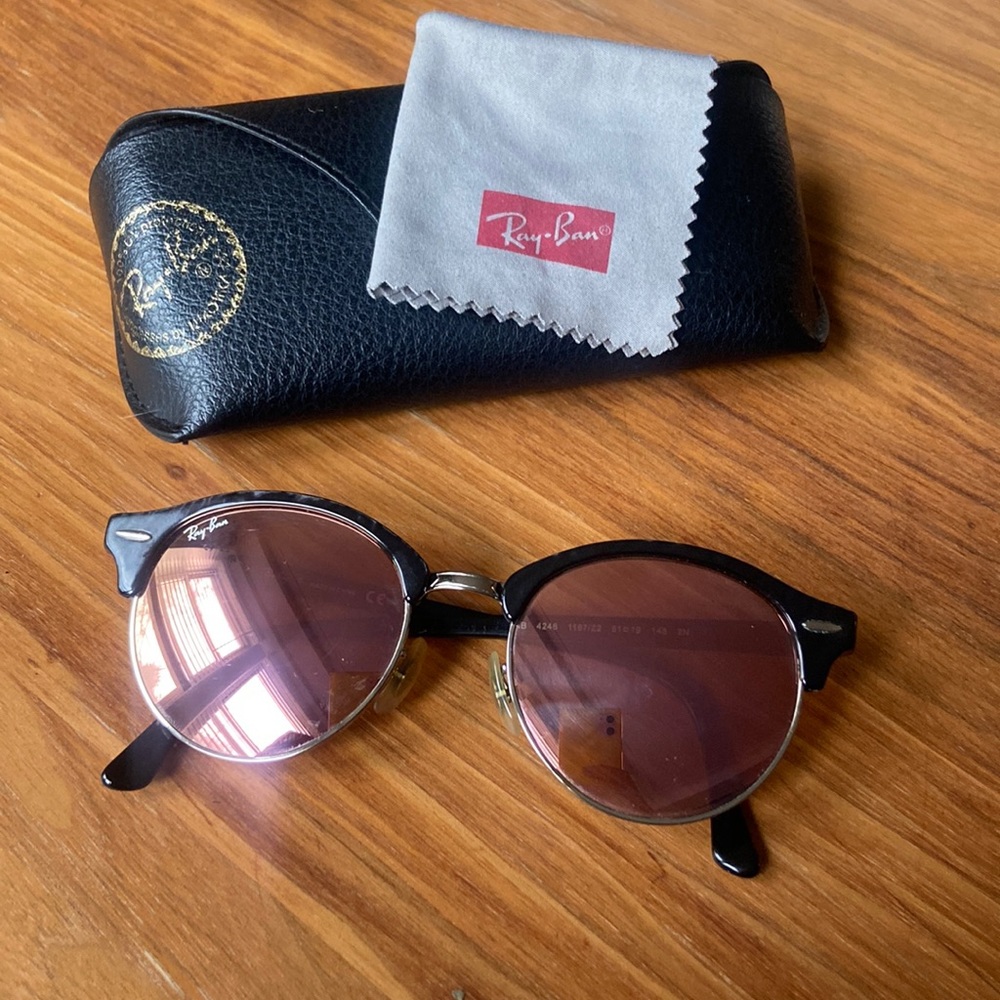 Clubround Sunglasses rose gold lense, black marble frame